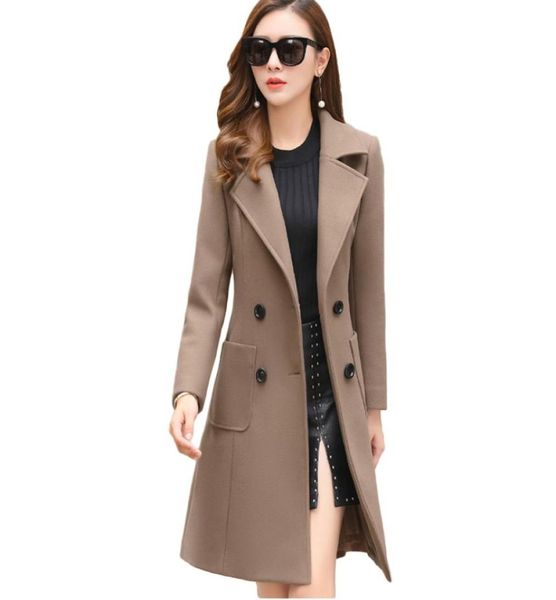

women039s wool blends women winter coats warm 2021 slim fit fashion casual office lady womans coat jacket khaki plus size7375746, Black
