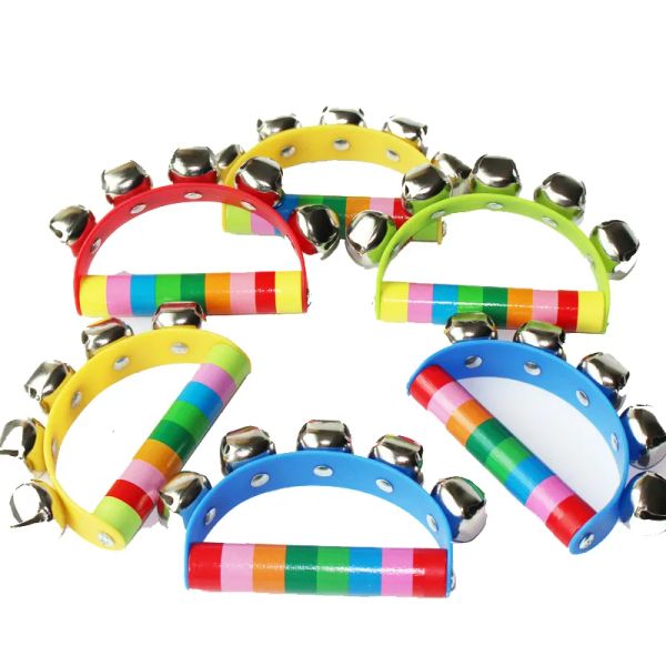 

wholesale wooden baby rattle rainbow rattles with bell wooden toys orff instruments educational toyzz