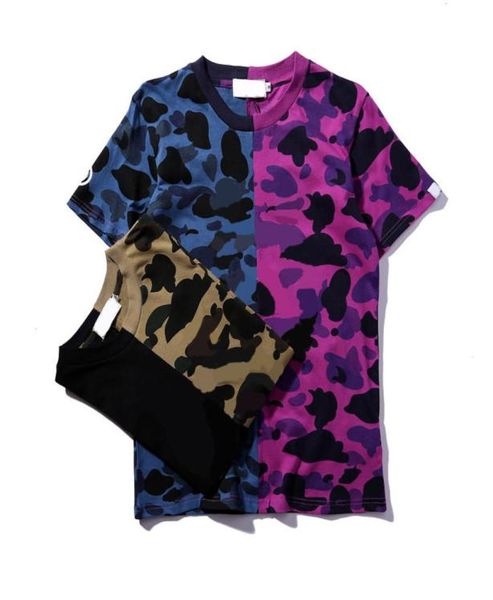 

women fashion t shirt men streetwear teenager camouflage stitching casual summer tees short sleeves4143290, White