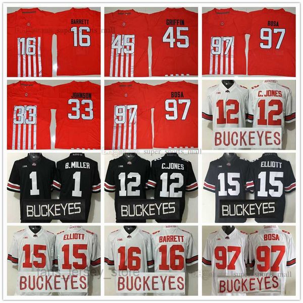 

ncaa college football jersey 97 joey bosa 45 archie griffin 1 braxton miller 15 ezekiel elliott 16 j.t barrett 33 pete johnson stitched, Black