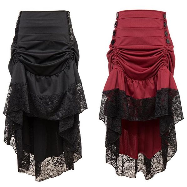 

skirts 2021 ruffle asymmetric vintage victorian plus size woman039s autumn winter high low irregular gothic steampunk party3567332, Black