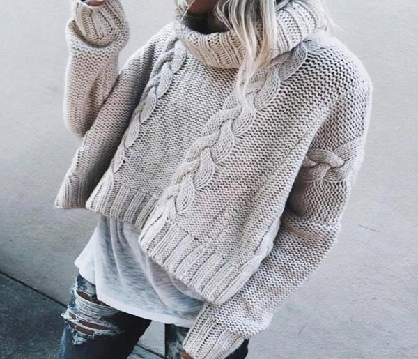 

women sweater winter turtleneck loose long sleeve chunky knitted oversize sweatshirt winter baggy jumper pullover9816680, White;black