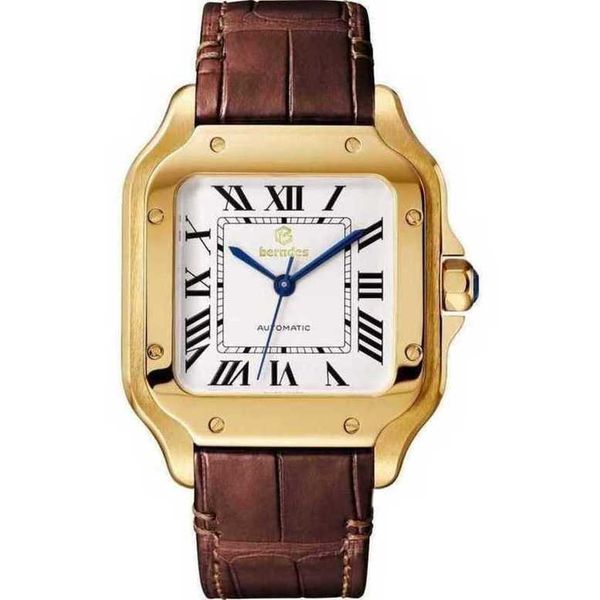 

designer santos watch automatic movement watches l7uj sapphire mirror date uhr montre carter with box perfect gift prx relojo homme, Slivery;golden
