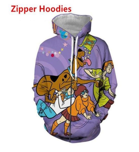 

new fashion men women scooby doo funny 3d printed hoodies coat zipper jacket streetwear hk0992503013614744, Black