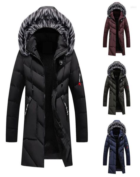 

men039s down winter jacket men 2022 fashion fur hooded male parka mens solid thick jackets cotton coats man fleece parkas windb2864776, Black