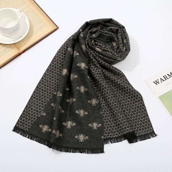 

scarves brand designer scarf men fashion classic winter warm cashmere scarves luxury vintage scarfs wrap shawl bufanda de los hombres 230808, Blue;gray