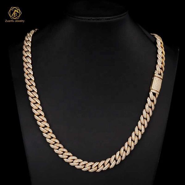 

gra pass diamond tester silver cuban link chain wide 2rows 925 solid moissanite diamond 8mm-20mm jewelry set necklaces hip hop