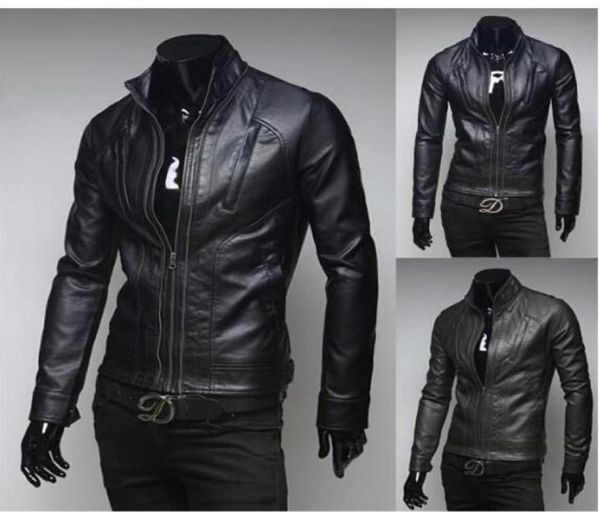 

fallmens leather jackets and coats biker motorcycle jacket lether men deri ceket vest veste cuir homme jaqueta masculina downjac9314896, Black