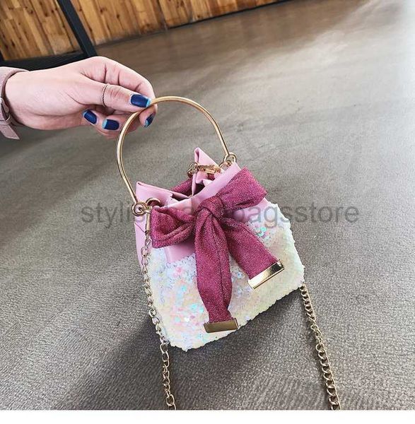 

drawstring fashionable and casual sequin small for women 2023 new chain one shoulder handbag net red western style bucket bagstylishhandbags