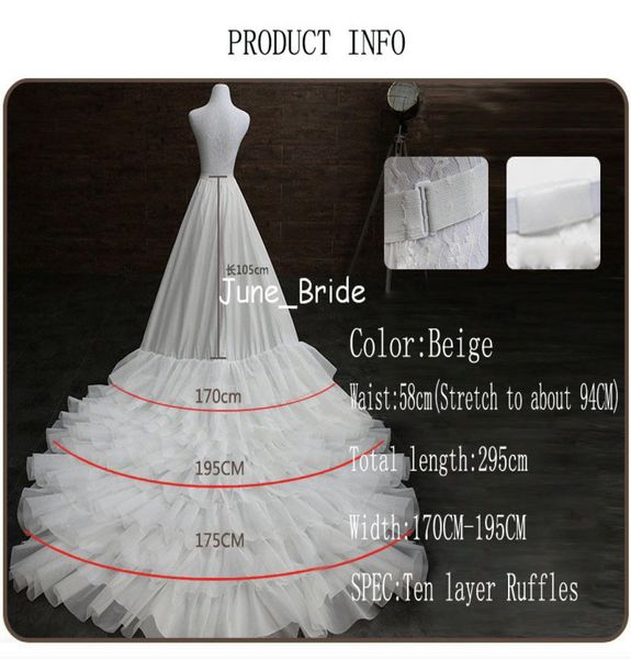 

a line wedding dress train petticoat underskirt bridal accessories ten layers ruffles petticoats quinceanera dress crinolin9199018, White