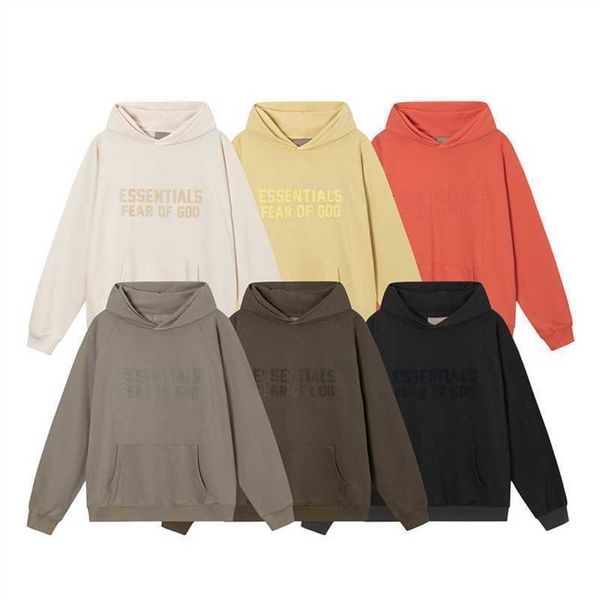 

season 8 terry hoodie double thread esential flocked letter men's and women's high street, Black