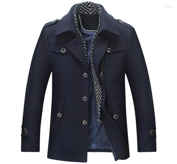

men039s wool 2022 winter men39s fashion long brand cotton blends thick woolen cashmere business casual leisure jacket trench2361642, Black