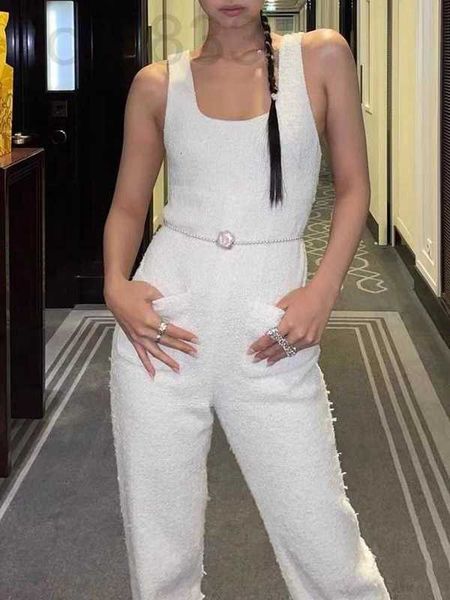 

women's pants & capris designer 2023 new brand trousers hollow out tweed jumpsuit women capricargo yoga wide leg trendy casual fashion, Black;white