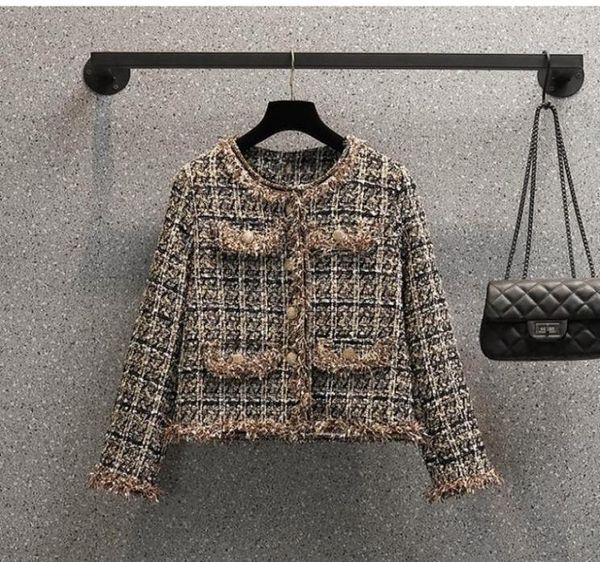 

women039s jackets plus size m4xl crop jacket 2021 autumn women long sleeve tassel patchwork office lady high street elegant tw6862205, Black;brown