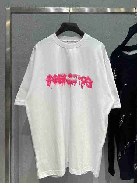 

women's t-shirt designer women's t-shirt designer high edition new luxury fashion graffiti dissolved letter printed couple short s, White