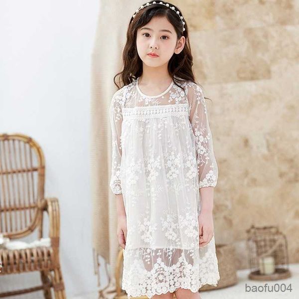 

girl's dresses gaun renda anak perempuan 3-15 gaun jaring bunga anak-anak besar musim panas gaun putri peri kecil kostum pesta ulang ba, Red;yellow