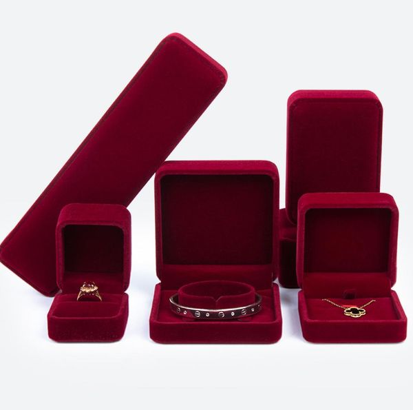

jewelry gift packaging velvet box red wine color ring cufflink earring pendant charm necklace bangle bracelet brooch jewellery pac2373135, Black;white