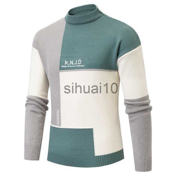 

men's sweaters 2022 fall winter brand warm sweaters men's casual slim pullovers mens fashion splicing sweater knitwear pull homme, White;black