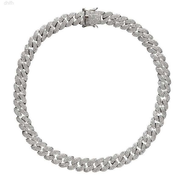 

luxury hip hop men's jewelry iced out cuban link chain punk necklaces 10mm zirconia cuban chain for men, Silver