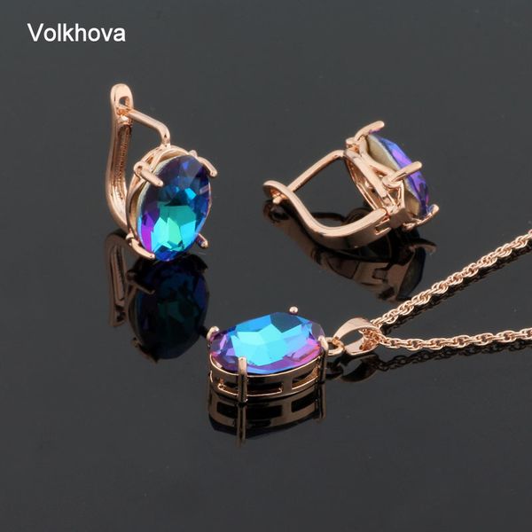 

wedding jewelry sets crystal earrings necklaces set rose gold color pendants necklace earring for women drop luxury 230808, Slivery;golden