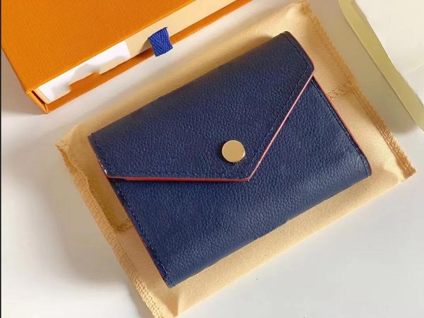 

leather short wallet women purse victorine designer envelope purse embossed flower letter card holder with boxm64577 m64060, Red;black