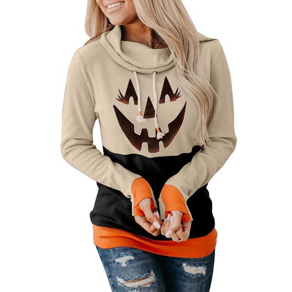 

no brand name long sleeve sweater women's cartoon pattern contrast high neck pullover for women, Black