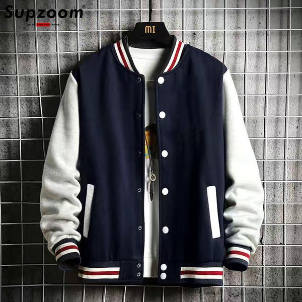 

men's jackets supzoom arrival fashion fleece casual baseball uniform cotton spliced regular rib sleeve brand clothing bomber jacket men, Black;brown