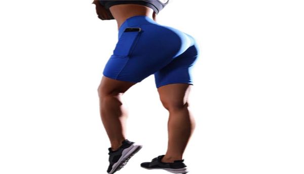 

women yoga shorts high waist workout running leggings with side pocket fitness leggings female yoga shorts gym sportwear clothes7451260, White;red