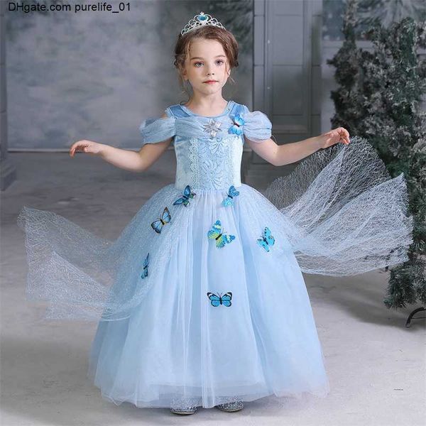 

cinderella kids clothing cosplay princess costume children fancy christening dresses, White