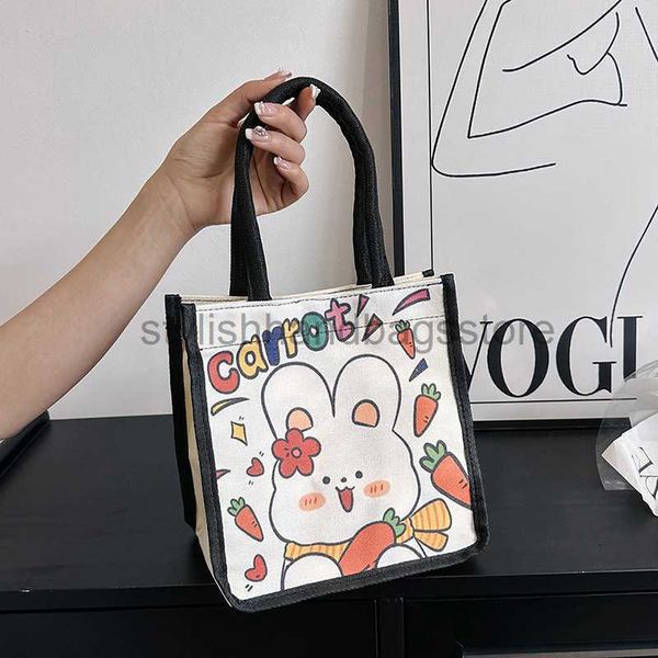 

shoulder bags fashionable handheld bag for women 2023 spring new cartoon cute bunny canvas bag large capacity shoulder bagstylishhandbagssto