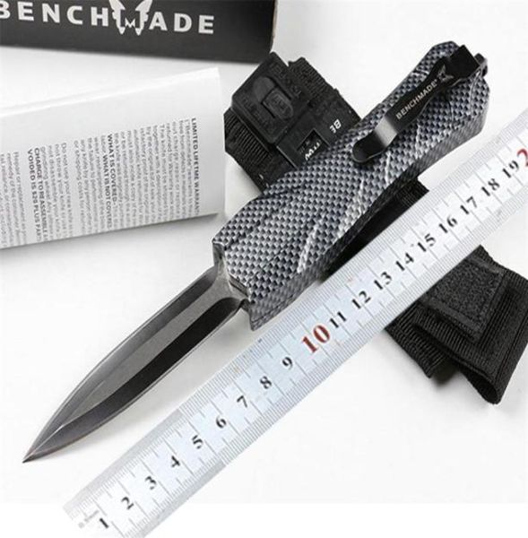 

whole latest benchmade 3300 trumpt 3 aluminum handle black green camping automatic knife tactical cutting tool with scabbard box287165854