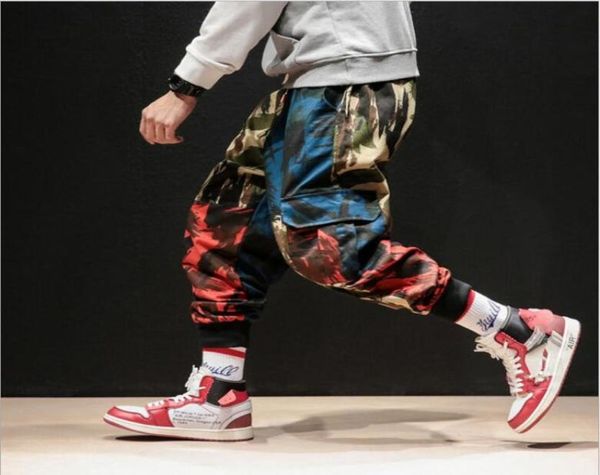 

2019 fashion camouflage overalls mens sweat pants hiphop casual sweatpants hip hop elastic waist male joggers trousers9628803, Black