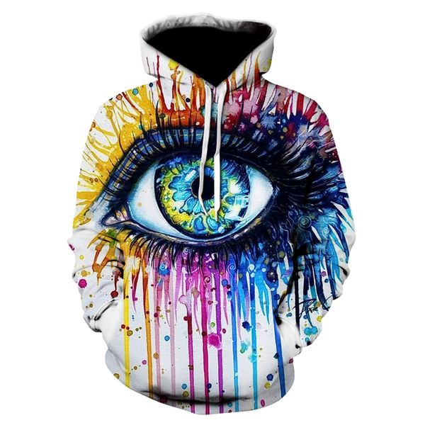 

men's hoodies sweatshirts pixie 3d rainbow eye printed hooded sweatshirt funny sportswear street wear autumn and winter 230807, Black