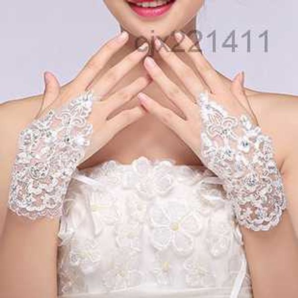 

new arrival stock lace appliques beads fingerless wrist length ribbon bridal gloves wedding accessories lvb2, Blue;gray