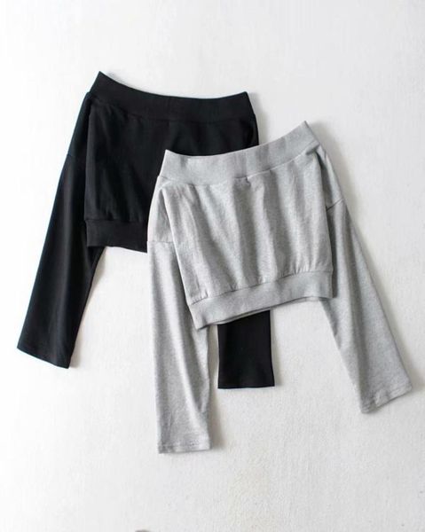 

women spring autumn off shoulder solid sweatshirts pullover hoodies female casual long sleeve crop streetwear8986857, Black