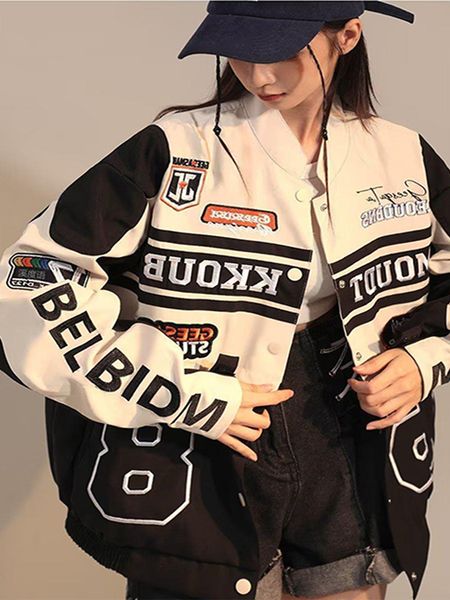 

women's jackets y2k removable motorcycle jackets women american vintage oversize coats female harajuku racing outwears ladies abrigo mu, Black;brown