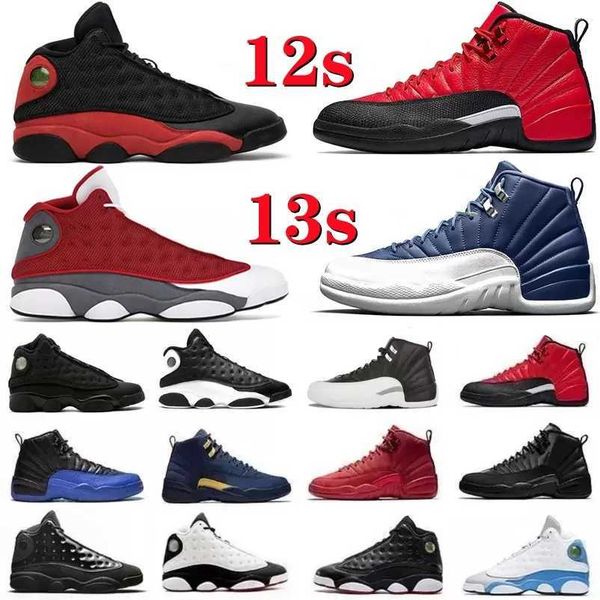 

12 men jumpman basketball shoes sport sneaker 12s flu game michigan black metallic 13 fire red 13s dirty bred court purple black cat flint