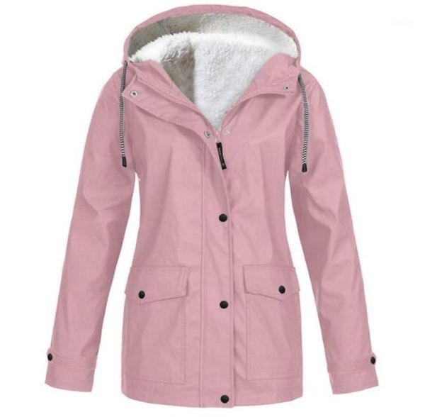 

plus size women jacket coat fleece autumn winter rain coat waterproof windproof hooded camping tour7546777, Black;brown