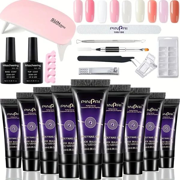 

20pcs gel extension nail kit 15ml 9 colors nail gel with mini mouse light therapy machine nail polish nail polish dryer fake nails diy tools