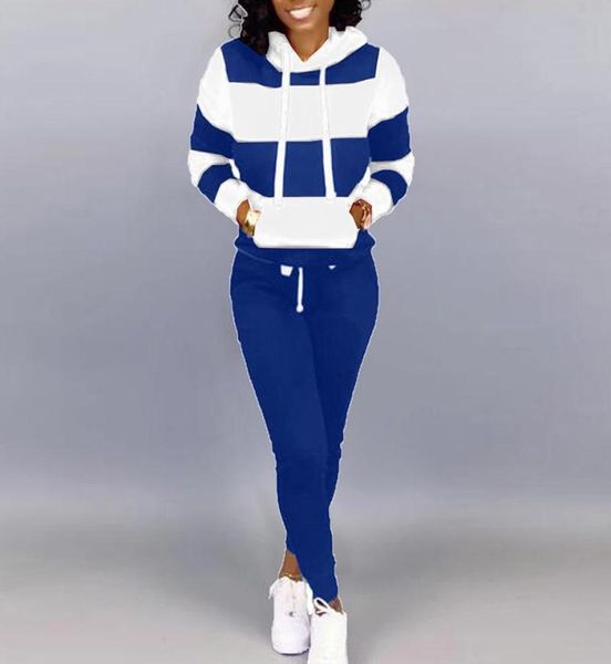 

plus size women clothing two piece set stripe hoodies and long pants casual sweatsuits for women tracksuit joggers clothing8488267, Gray