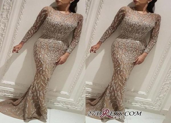 

2019 new crew neck mermaid prom dresses with long sleeve formal evening gowns cocktail party dress celebrity red carpet gowns854621186001, Black