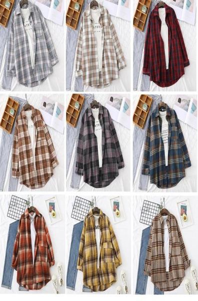 

fashion spring autumn retro british style frosted plaid shirt for women men lovers loose medium length thickened shirt coat9346618, White