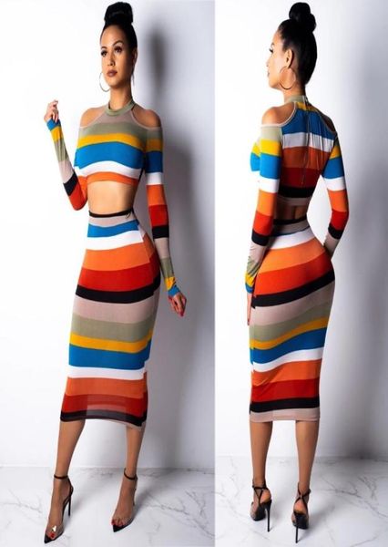 

two piece set pencil dress women crop off shoulder slim bodycon nigthclub long sleeve 2 outfits5020142, White