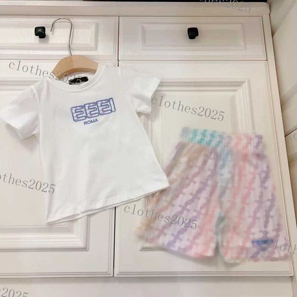 

luxury designer clothing sets kids t-shirt monogrammed shorts fashion british fashion brand summer childrens treasures and girls cotton two-, Black;white