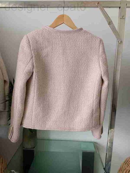 

women's jackets designer ce2023 early spring new women's dress pink wool tweed fried dough twists lace buttonless long sleeve shor, Black;brown