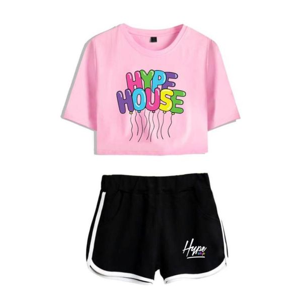 

the hype house merch summer women039s suit crop and shorts track suit women tracksuit casual two pieces sets outfits sweats8824831, Gray
