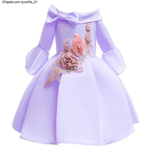 

dresses kids christmas for girls princess flower wedding dress children formal evening party dress, Blue