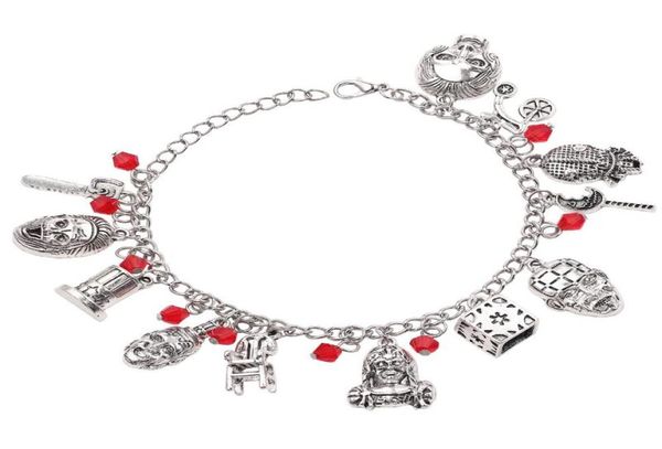 

movie stephen king039s it bracelets chucky face horror charms pendants bracelet bangles friday the 13th men halloween jewelry g2726147, Black