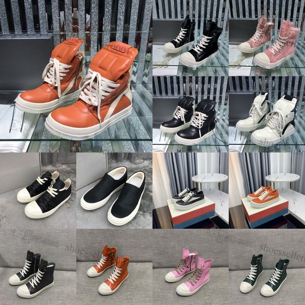 

2023 designer rick canvas shoes geobasket cortina grease edfu vintage leathers owens high low classic boots black white men women casual sne