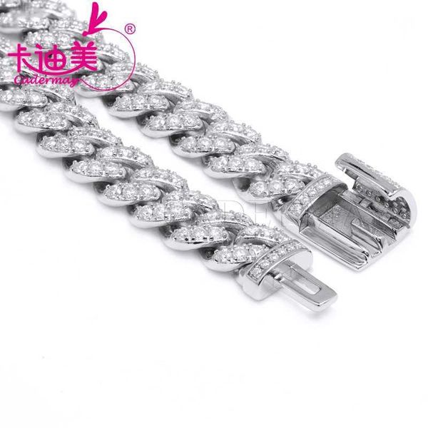

8mm 925silver moissanite cuban chain hip-hop style necklace and bracelet, Silver